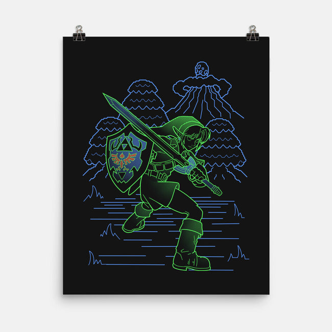 Neon Line-Art Hyrule Savior-None-Matte-Poster-Astrobot Invention