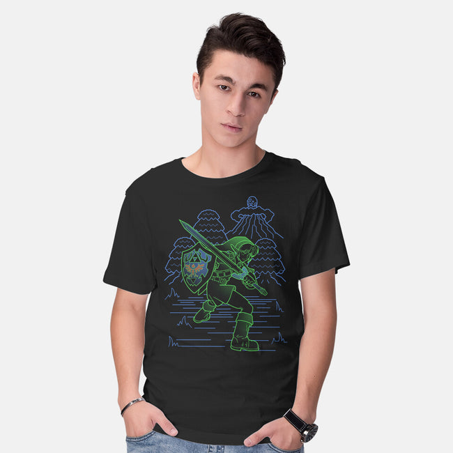 Neon Line-Art Hyrule Savior-Mens-Basic-Tee-Astrobot Invention