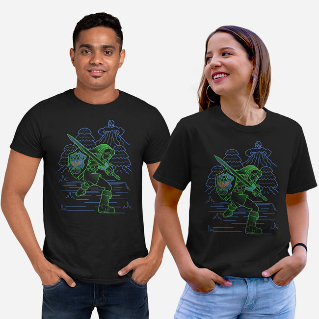 Neon Line-Art Hyrule Savior-Unisex-Basic-Tee-Astrobot Invention
