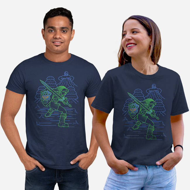 Neon Line-Art Hyrule Savior-Unisex-Basic-Tee-Astrobot Invention