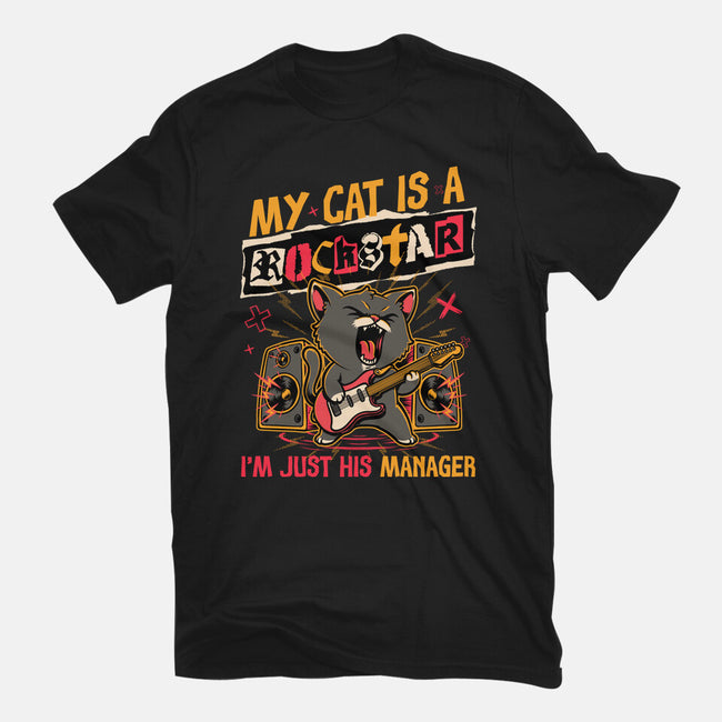 Rockstar Cat Manager-Mens-Basic-Tee-Studio Mootant