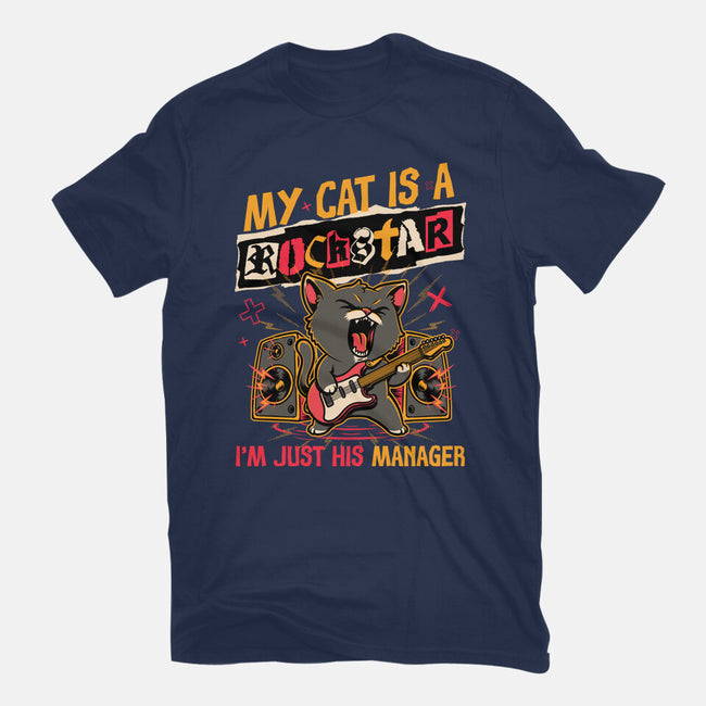 Rockstar Cat Manager-Mens-Basic-Tee-Studio Mootant