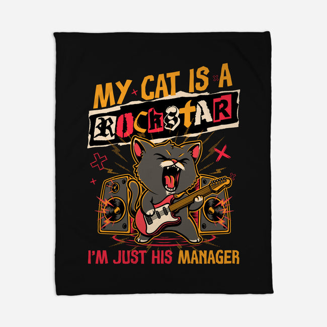 Rockstar Cat Manager-None-Fleece-Blanket-Studio Mootant