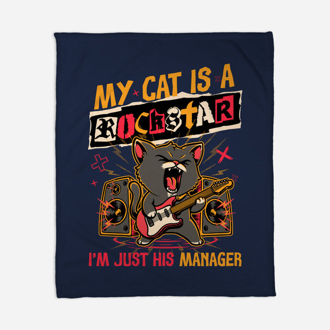 Rockstar Cat Manager-None-Fleece-Blanket-Studio Mootant