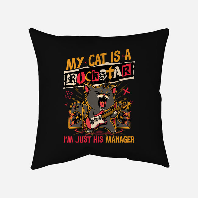 Rockstar Cat Manager-None-Removable Cover w Insert-Throw Pillow-Studio Mootant