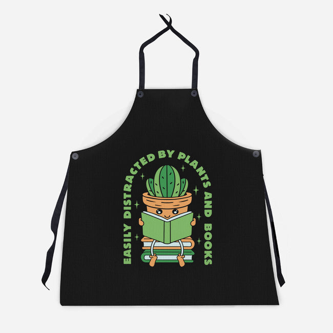 Easily Distracted By Plants And Books-Unisex-Kitchen-Apron-brunopires