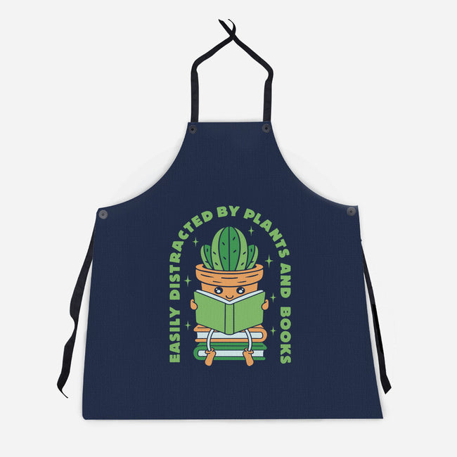 Easily Distracted By Plants And Books-Unisex-Kitchen-Apron-brunopires