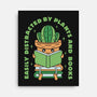 Easily Distracted By Plants And Books-None-Stretched-Canvas-brunopires