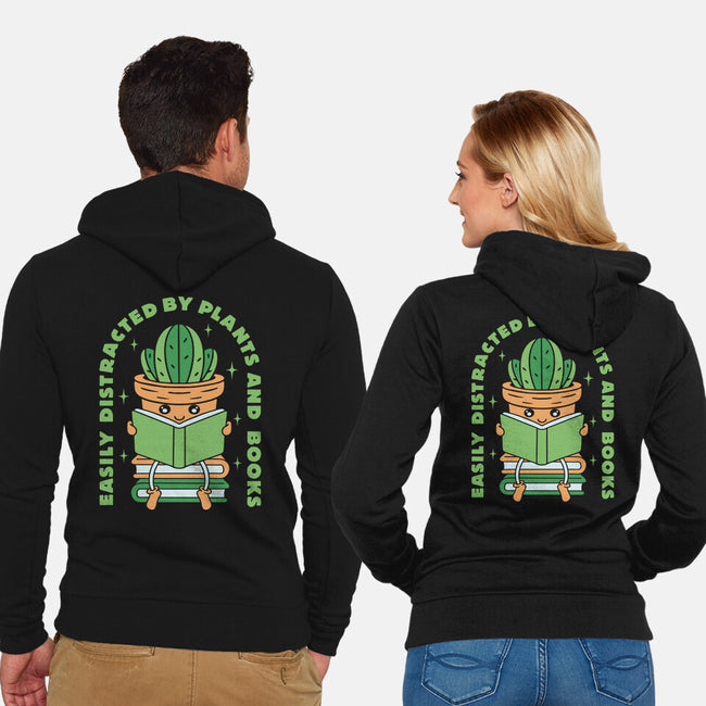 Easily Distracted By Plants And Books-Unisex-Zip-Up-Sweatshirt-brunopires
