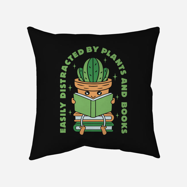 Easily Distracted By Plants And Books-None-Removable Cover w Insert-Throw Pillow-brunopires