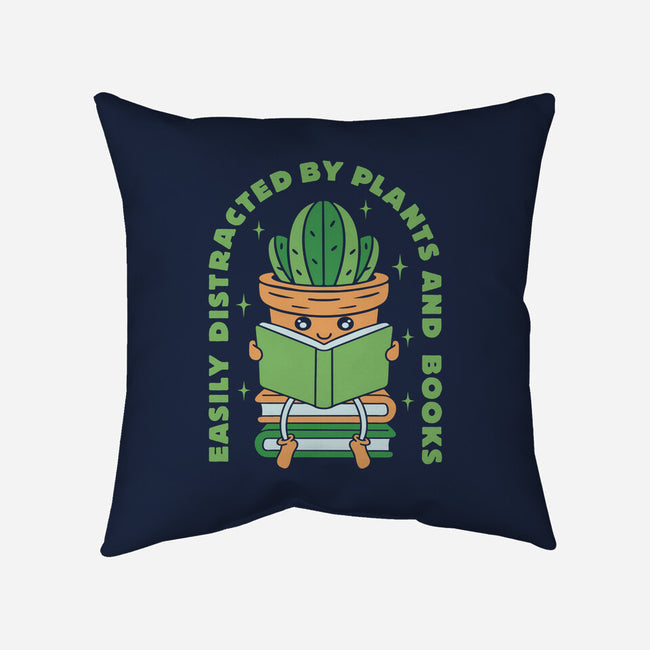 Easily Distracted By Plants And Books-None-Removable Cover w Insert-Throw Pillow-brunopires