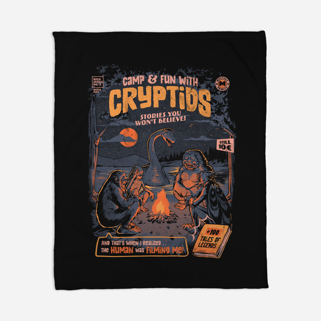 Cryptids Camp-None-Fleece-Blanket-eduely