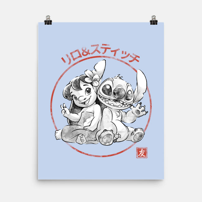 Aloha And Cosmo Sumi-E-None-Matte-Poster-Astrobot Invention