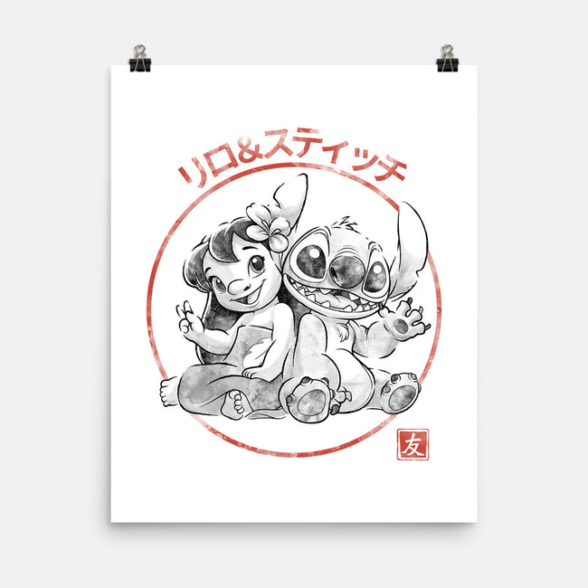 Aloha And Cosmo Sumi-E-None-Matte-Poster-Astrobot Invention