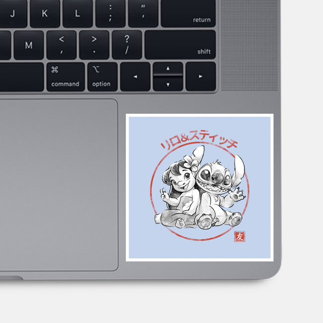 Aloha And Cosmo Sumi-E-None-Glossy-Sticker-Astrobot Invention