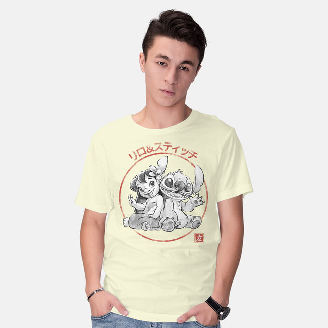 Aloha And Cosmo Sumi-E-Mens-Basic-Tee-Astrobot Invention