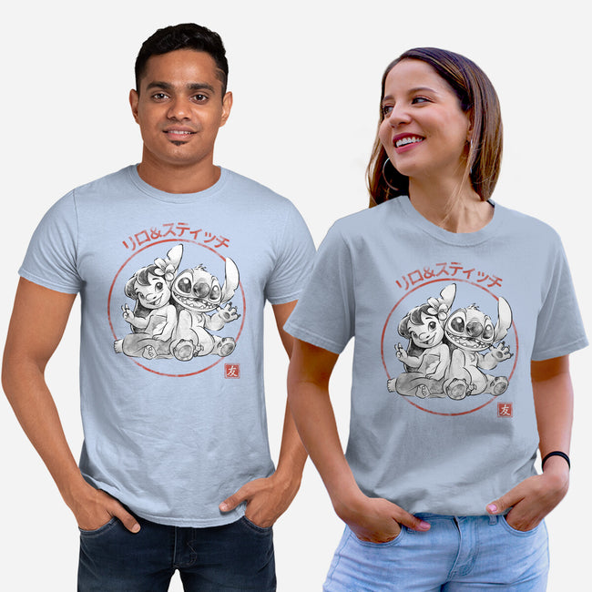 Aloha And Cosmo Sumi-E-Unisex-Basic-Tee-Astrobot Invention