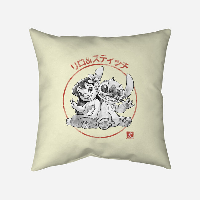 Aloha And Cosmo Sumi-E-None-Removable Cover w Insert-Throw Pillow-Astrobot Invention