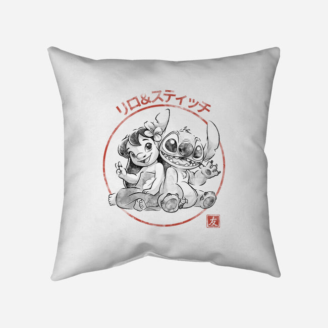 Aloha And Cosmo Sumi-E-None-Removable Cover w Insert-Throw Pillow-Astrobot Invention