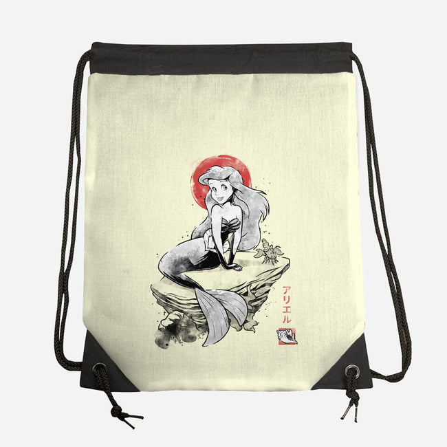 Queen Of The Wave Sumi-e-None-Drawstring-Bag-Astrobot Invention