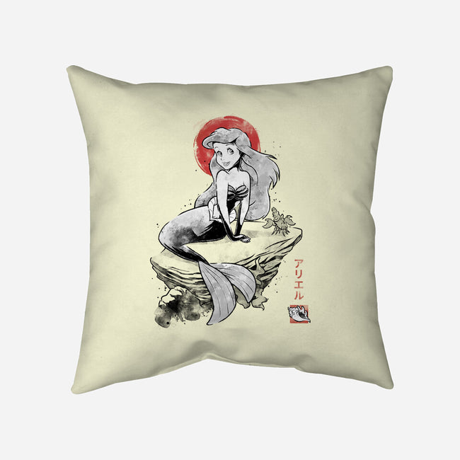 Queen Of The Wave Sumi-e-None-Removable Cover w Insert-Throw Pillow-Astrobot Invention
