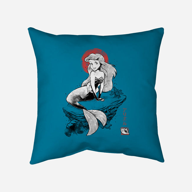 Queen Of The Wave Sumi-e-None-Removable Cover w Insert-Throw Pillow-Astrobot Invention