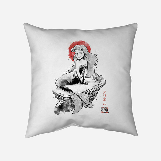 Queen Of The Wave Sumi-e-None-Removable Cover w Insert-Throw Pillow-Astrobot Invention