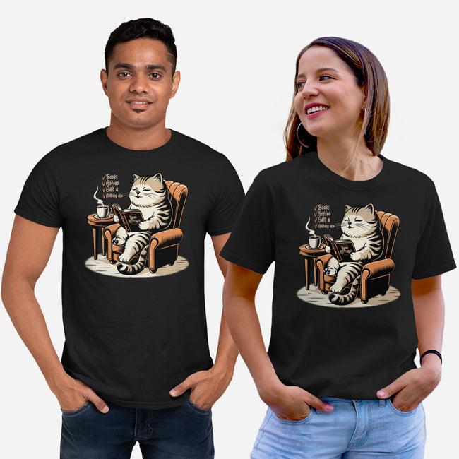 Books Coffee And Cats-Unisex-Basic-Tee-Popnotic