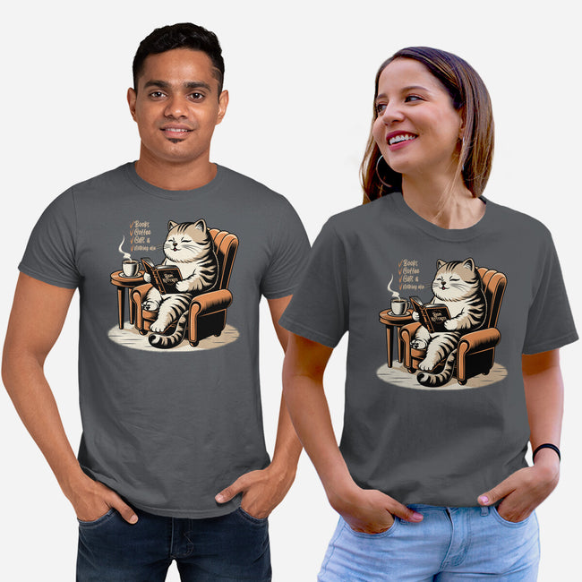 Books Coffee And Cats-Unisex-Basic-Tee-Popnotic