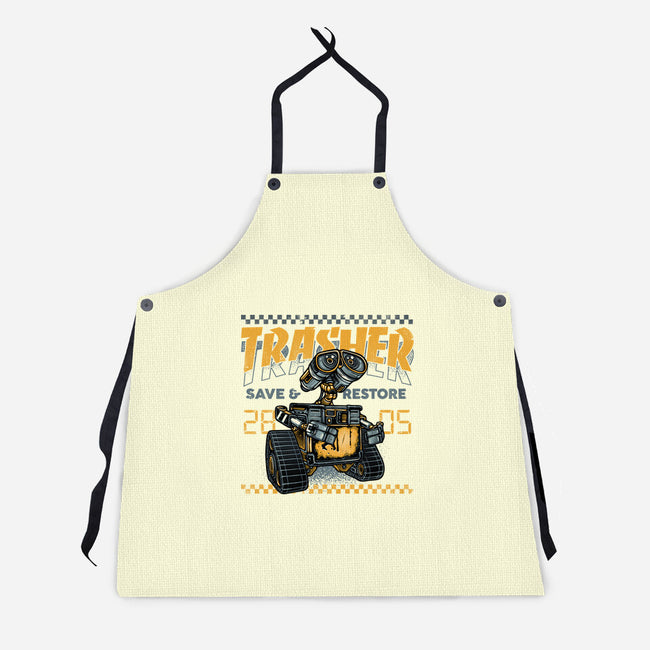 Trasher Save And Restore-Unisex-Kitchen-Apron-momma_gorilla
