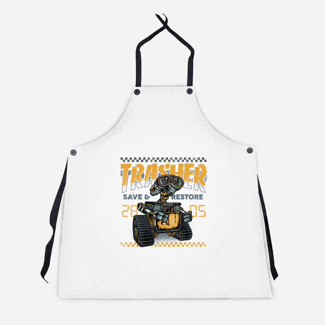 Trasher Save And Restore-Unisex-Kitchen-Apron-momma_gorilla
