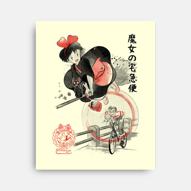 Delivery Service Sumi-e-None-Stretched-Canvas-DrMonekers
