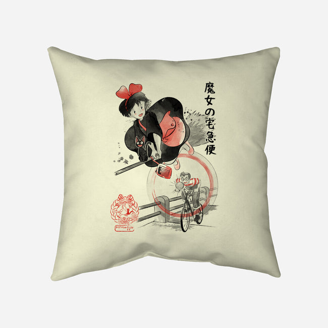 Delivery Service Sumi-e-None-Removable Cover w Insert-Throw Pillow-DrMonekers
