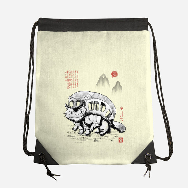 Cat Bus Sumi-e-None-Drawstring-Bag-Astrobot Invention