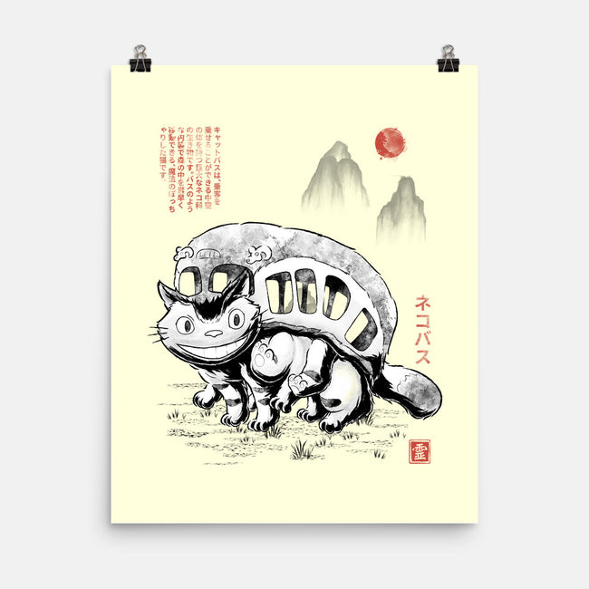 Cat Bus Sumi-e-None-Matte-Poster-Astrobot Invention
