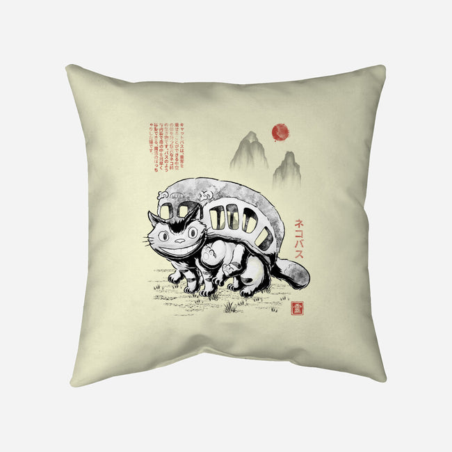 Cat Bus Sumi-e-None-Removable Cover w Insert-Throw Pillow-Astrobot Invention