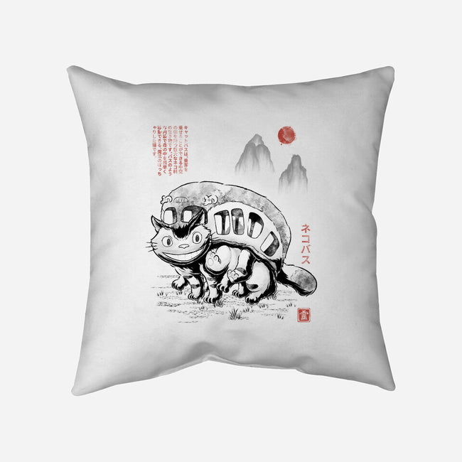 Cat Bus Sumi-e-None-Removable Cover w Insert-Throw Pillow-Astrobot Invention