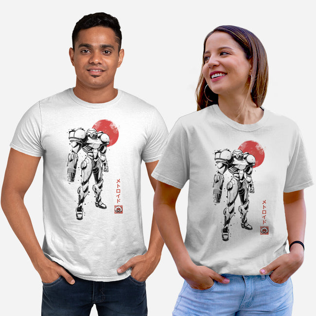 Bounty Huntress Sumi-e-Unisex-Basic-Tee-Astrobot Invention