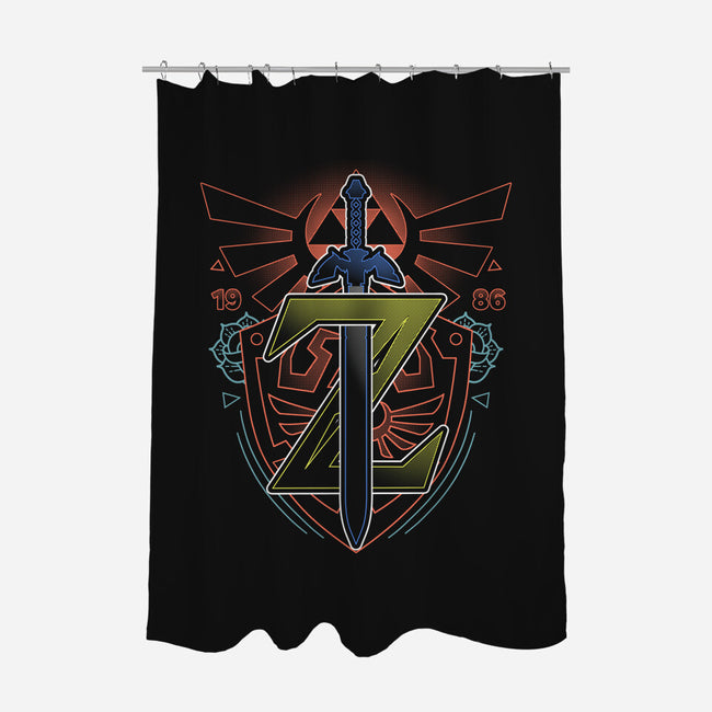 Neon Lineart Legendary Emblem-None-Polyester-Shower Curtain-Astrobot Invention
