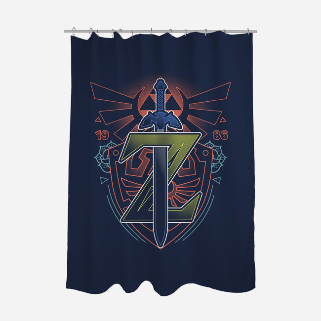 Neon Lineart Legendary Emblem-None-Polyester-Shower Curtain-Astrobot Invention