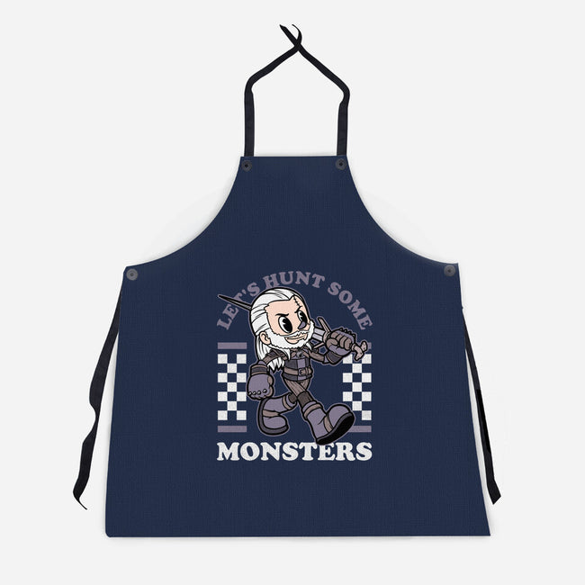Game Mascot Wizard Hunter-Unisex-Kitchen-Apron-Studio Mootant