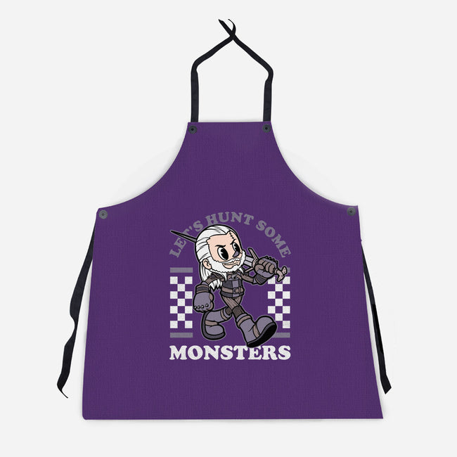 Game Mascot Wizard Hunter-Unisex-Kitchen-Apron-Studio Mootant