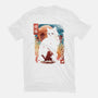Samurai Cat Landscape-Mens-Basic-Tee-dandingeroz