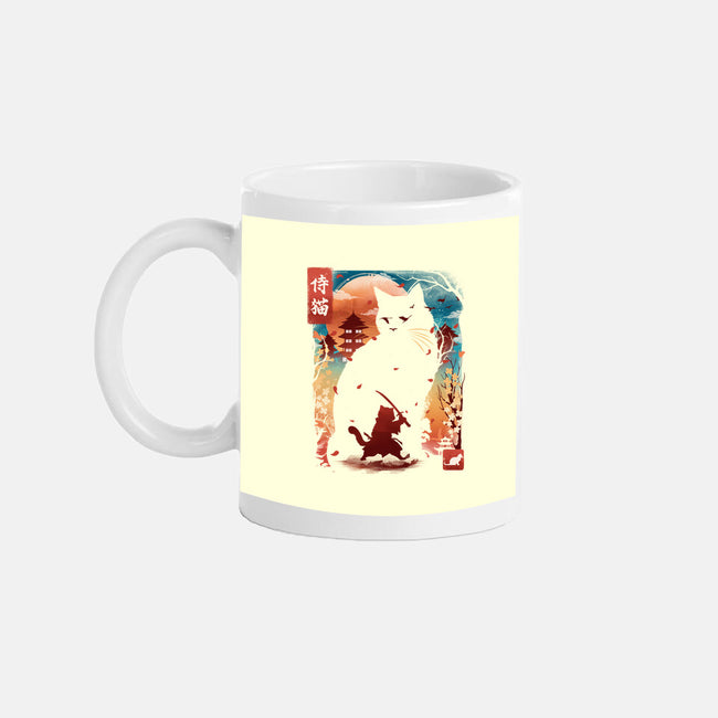 Samurai Cat Landscape-None-Mug-Drinkware-dandingeroz