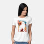 Samurai Cat Landscape-Womens-Basic-Tee-dandingeroz