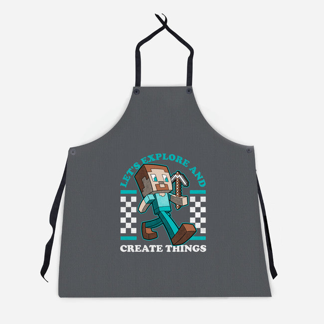 Game Mascot Block Guy-Unisex-Kitchen-Apron-Studio Mootant