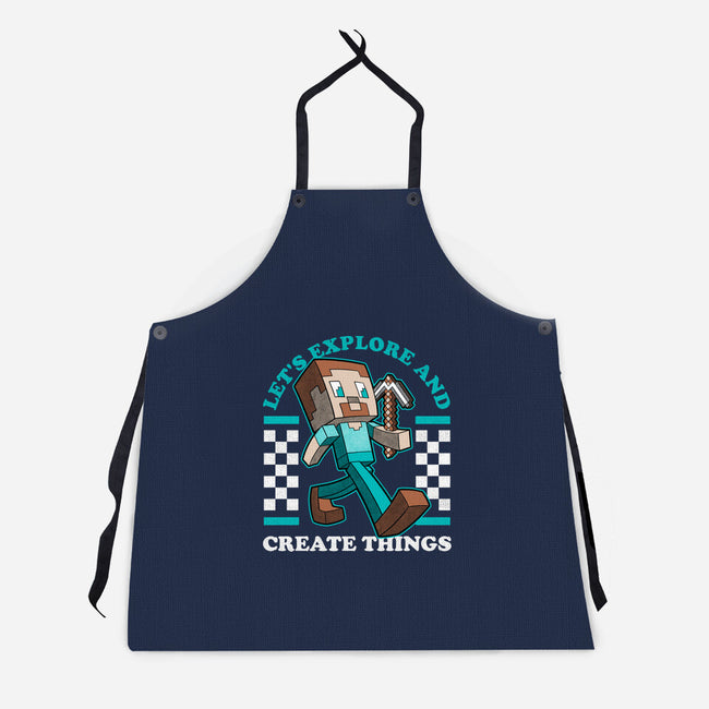Game Mascot Block Guy-Unisex-Kitchen-Apron-Studio Mootant