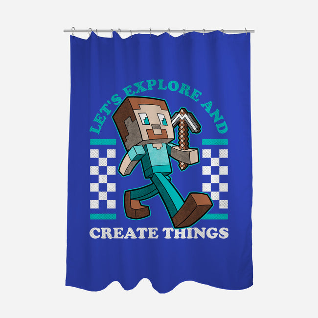 Game Mascot Block Guy-None-Polyester-Shower Curtain-Studio Mootant