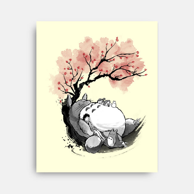 Sakura Neighbor Sumi-e-None-Stretched-Canvas-DrMonekers