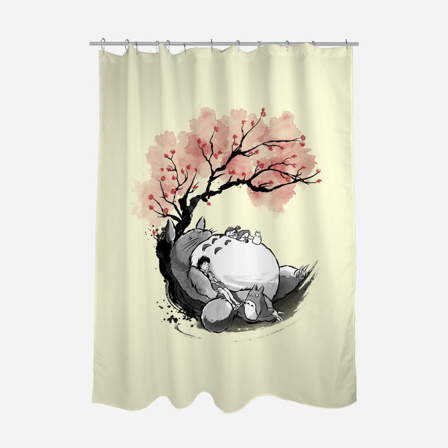 Sakura Neighbor Sumi-e-None-Polyester-Shower Curtain-DrMonekers